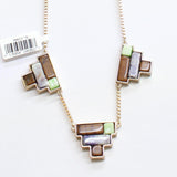 Mcys Inlay Pyramid Pendant Art Deco Necklace Gold / Brown / Purple 16" + 3"