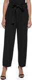 DKNY Womens Petites Belted High Rise Straight Leg Pants XI2P7692 Black 6P