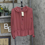 Universal Thread Womens Long Sleeve Blouse 92235298 Dark Mauve Pink XS