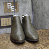 Journee Collection Womens Faux Leather Side Zip Ellis Booties Olive Green 9M