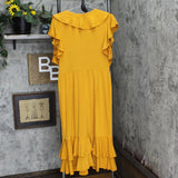 Ny Collection Womens Petites Ruffled A-Line Midi Dress PCKD7256