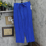 DKNY Womens Twill Tie-Front Pleated Belted Pants P4GKTX72 Lapis Blue 12
