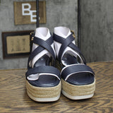 Bandolino Womens Major 3 Platform Sandals BNMAJOR3 New Luxe Navy Blue 7.5M