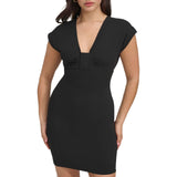 Siena Womens Scuba Stretch Short Sleeve Mini Dress SASP1233 Black 12