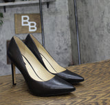 Nine West Womens Stiletto Heel Tatiana Pump 60289666 Black Leather 10M