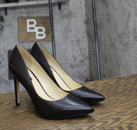 Nine West Womens Stiletto Heel Tatiana Pump 60289666 Black Leather 10M
