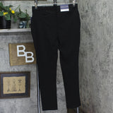 Adrienne Vittadini Womens Ponte Pull on Pants with Side Slits Black L