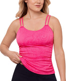 Swim Solutions Paisley-Print Tunnel Tankini Swim Top Paisley Jaquard Pink 16