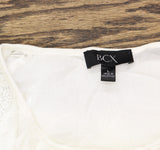 BCX Juniors Lace-Trim Tie-Hem Peasant Top 1080F2K White L