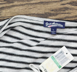 Freshman Juniors Striped Lace-Up Knit Top Black White Stripe L