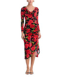 Aqua Womens Knit Rose Jersey Cowl Neck Dress IDO14215 Red / Black L