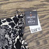 Bar III Womens Printed High-Waisted Bikini Swim Top Side Tie Black Multi L