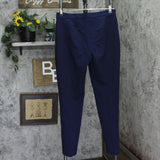 Susan Graver Regular Smart Ponte Knit Slim Leg Trouser Pants Navy Blue M
