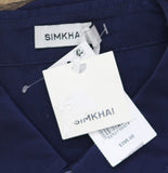 Simkhai Mens Niall Relaxed Button-Front Shirt Long Sleeve Midnight Blue M