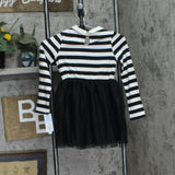 Cat & Jack Girls Long Sleeve Halloween Striped Tulle Dress 90628278 Black S