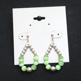 Mixit Teardrop Cat's Eye Stone Drop Earrings Silver Gray / Green 1.75"