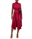 Tahari Asl Womens Velvet Pleated Midi Dress 2AM193-T2 Wild Berry Purple 8