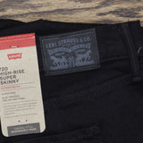 Levis Womens Plus Size 720 High Rise Super Skinny Jeans Pants Black Night 24W