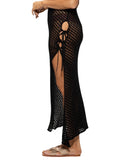 Dotti Womens Crochet Side-Tie Cover-up Maxi Skirt 85273 Black M