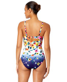 Anne Cole Surplice One-Piece Swimsuit with Underwire Gradient Floral Blue 14