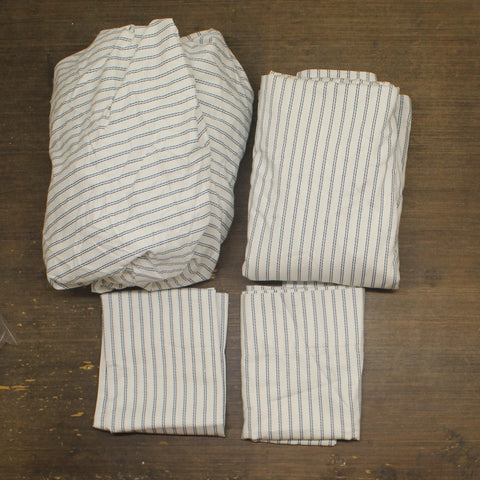 Charter Club 550 Thread Count Printed Cotton 4-Piece Sheet Set White / Blue King