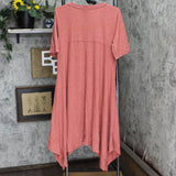 Logo Lounge By Lori Goldstein Womens Jersey Dress w/ Handkerchief Hem Red Clay L