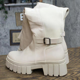 New York And Company Women's Sara Tall Lugged Sole Boots Bone Brown 6.5M