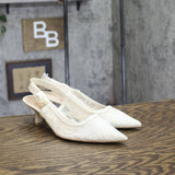 A New Day Womens Milan Slingback Pumps Lace 93708032 Cream Off White 7.5M