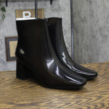 Journee Collection Comfort Foam Haylinn Heeled Booties Black Patent Upper 9.5M