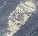 Gogo Jeans Distressed Frayed Straight-Leg Jeans Medium White Wash Blue 20W