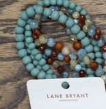 Lane Bryant Collar Multi Strand Beaded Necklace Silver Gray / Blue Multi 19"