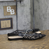 A New Day Womens London Lace Sling Back Bow Flats 94303525 Black 8M