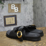 A New Day Meg Two-Band Buckle Slide Sandals 94748251 Black 10M
