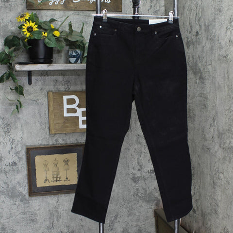 Christopher & Banks  Womens Straight Leg Relaxed Fit Jeans Black 6 Short