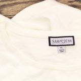 Sam And Jess Womens Short Puff-Sleeve Sweater Top Antique Off White- XL
