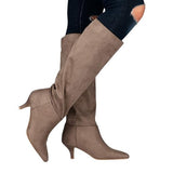 Journee Collection  Vellia Tru Comfort Kitten Heel Knee High Boots Gray 6M-WC