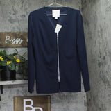 Calvin Klein Womens Stretch Crepe Zip Front Jacket 44C442G Dark Sapphire Blue XL