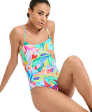 La Blanca Womens Tropi-Flage Printed Scoop-Neck One-Piece Swimsuit Blue Multi 6