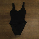 Solid & Striped Cloud Terry One-Piece Hailey Swimsuit Textured Noir Black S