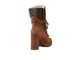 Michael Michael Kors Logo Snow Lace-Up Booties Boots Winter Luggage Brown 10M