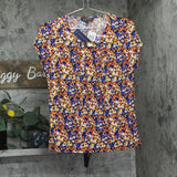 Adrienne Vittadini Sleeve Floral Top with Pleat Detail Action Floral Red Multi S