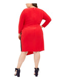 Tommy Hilfiger Womens Plus Size Faux-Wrap Asymmetric Sheath Dress Red 18W