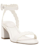 On 34th Womens Pathina Scalloped Sandals Block Heel White Smooth 8.5M
