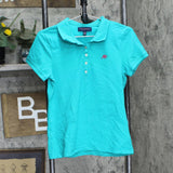 Aeropostale Girls A87 Short Sleeve Polo Shirt 1678eb81398d9a Aqua Blue Green XL