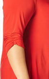 Star Vixen Womens Plus-Size Elbow-Cinch Sleeve Hanky Hem Top Red Solid 2X