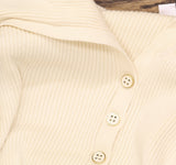Belle By Kim Gravel Enamel Button Ribbed Henley Sweater Natural Off White 1X