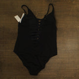 Bleu By Rod Beattie Womens Pucker Up Lace-Up One Piece Swimsuit Black 18W