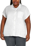 Orvis Womens Linen Blend Button Up Shirt 1758407 White 2XL