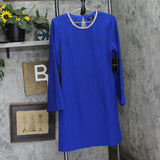 Tahari ASL Womens Rhinestone Trim Shift Dress DAM625-T4 Cobalt Blue 6