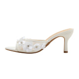 A New Day Womens Lupita Mesh Rhinestone Peep Toe Mule Heels 92609723 White 6M